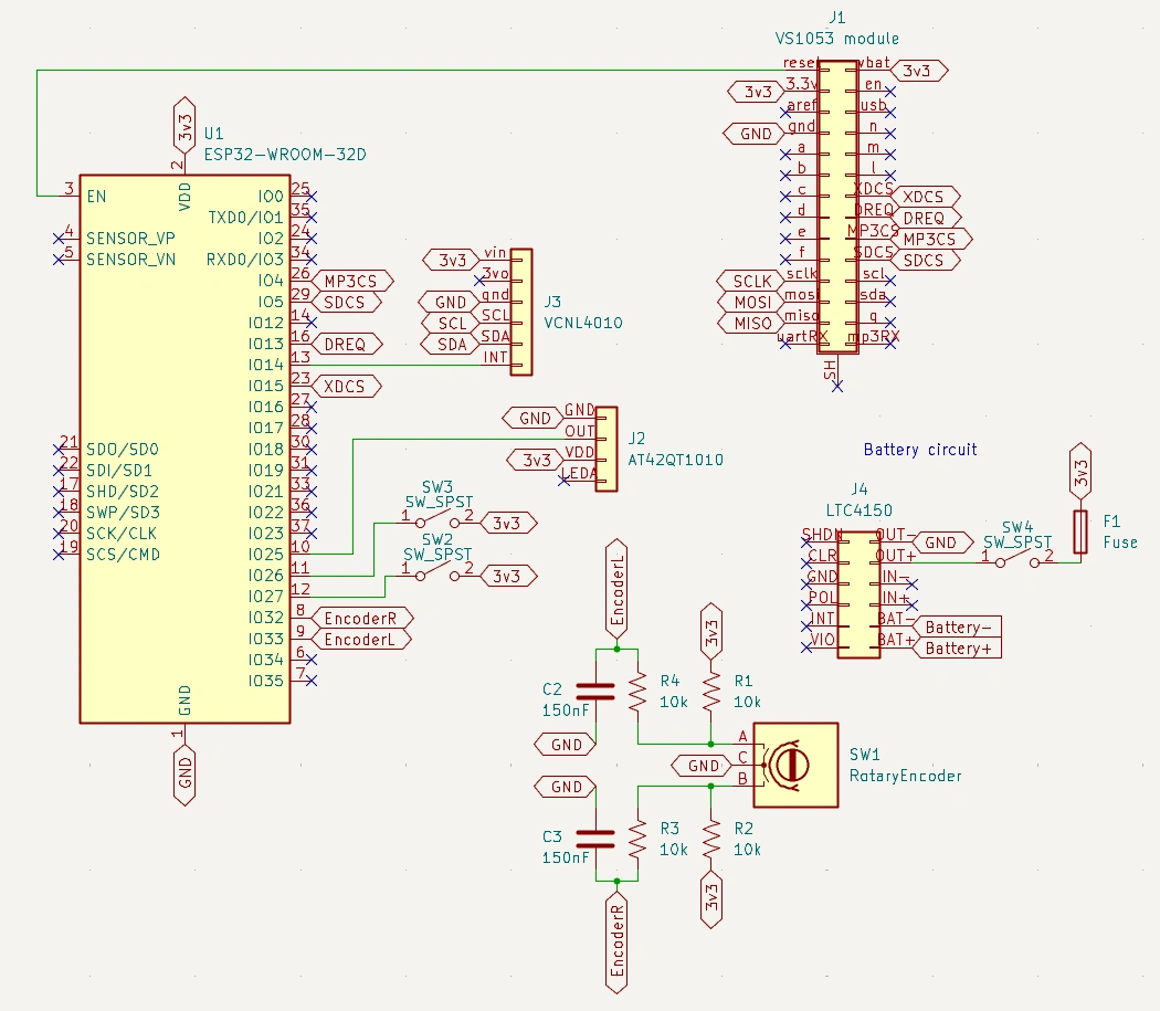 A KiCad schematic of the electronics used and how they connect.